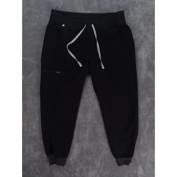 FIGS Black Scrubs Set Zamora Jogger Pants L Petite + Catarina Top L - Picture 3 of 15